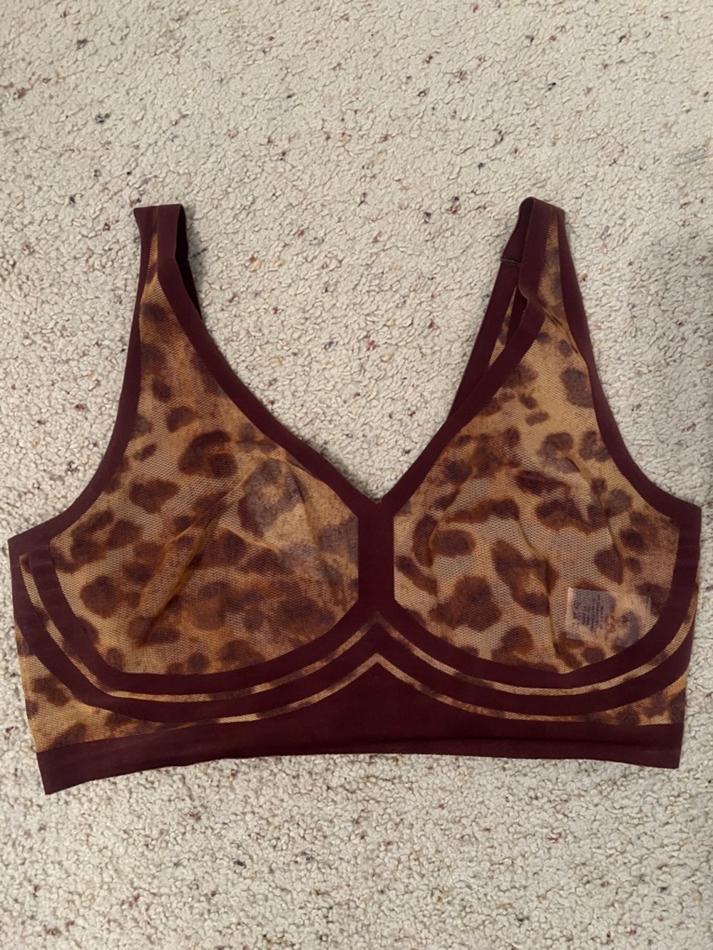 Leopard Print Wireless Bralette in Brown